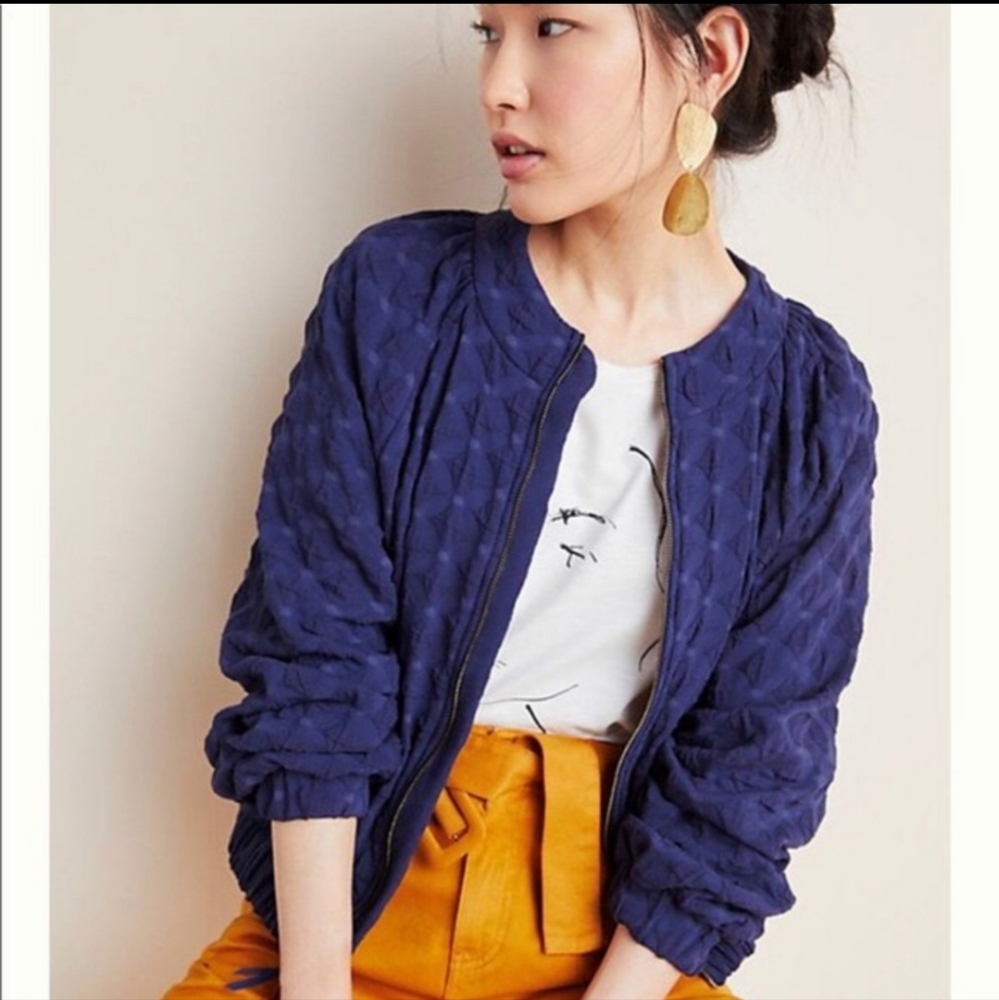 Amadi blue textured bomber jacket M